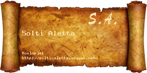 Solti Aletta névjegykártya